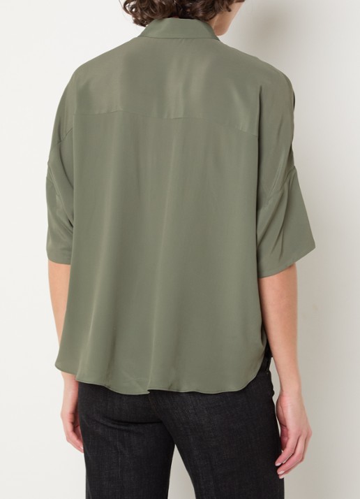 Gerard Darel Cirae oversized blouse in zijdeblend - achterkant bronsgroen
