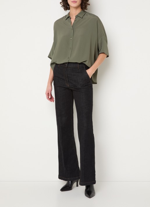 Gerard Darel Cirae oversized blouse in zijdeblend - voorkant 4 bronsgroen