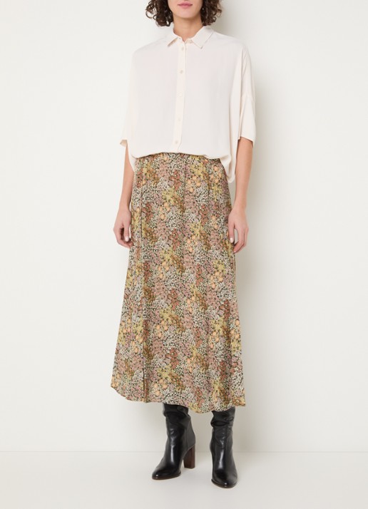 Gerard Darel Cirae oversized blouse in zijdeblend - voorkant 3 beige