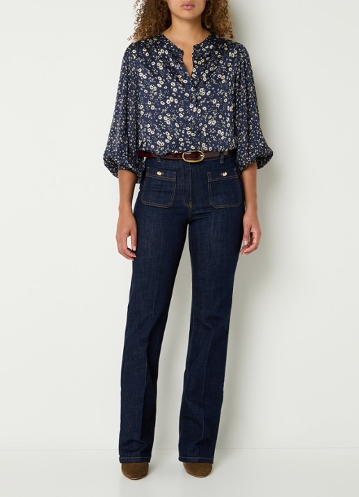 Gerard Darel Clema high waist straight fit jeans met stretch - voorkant 3 donkerblauw