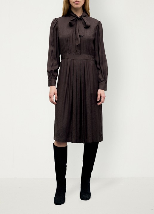Gerard Darel Cleme midi jurk met jaquard dessin - detail 3 donkerbruin