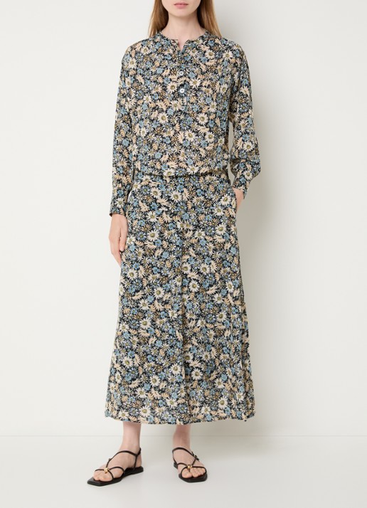 Gerard Darel Clymene blouse met bloemenprint - voorkant 4 zwart