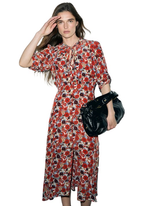 Gerard Darel Coco midi jurk met bloemenprint - detail 3 creme