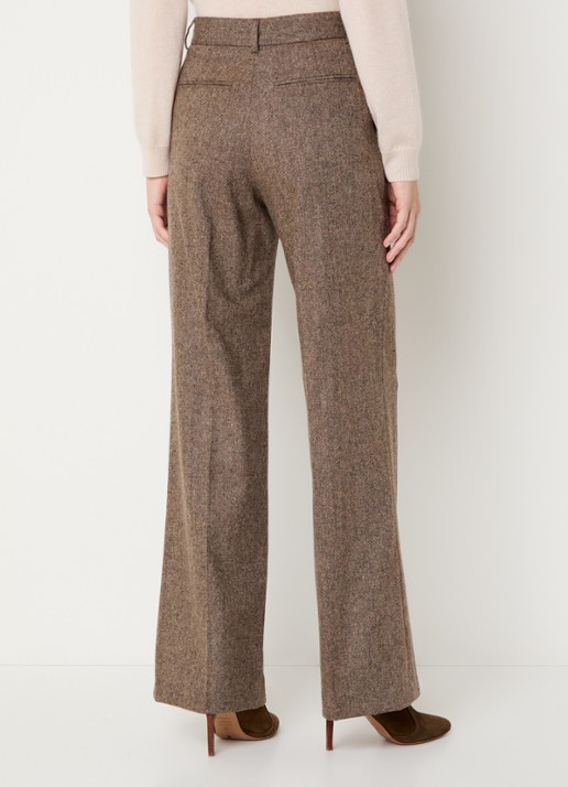 Gerard Darel Coralie high waist wide fit pantalon in wolblend - achterkant lichtbruin