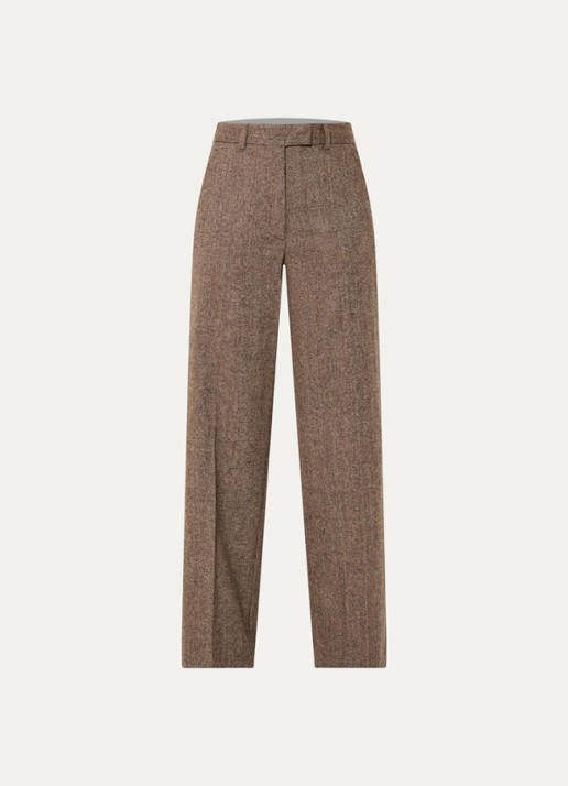 Gerard Darel Coralie high waist wide fit pantalon in wolblend - voorkant 2 lichtbruin