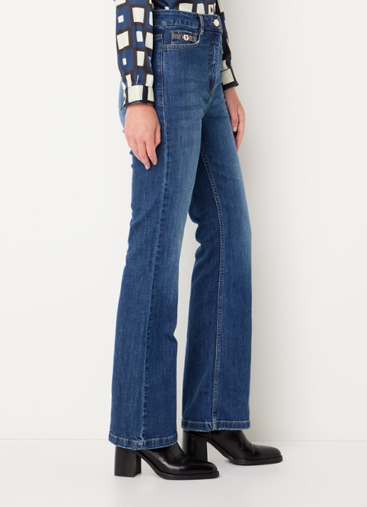Gerard Darel Corine high waist flared jeans met donkere wassing - detail 2 indigo
