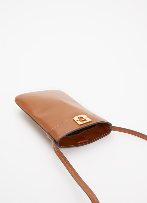 Gerard Darel Crossbody telefoonhoes van leer - detail 2 cognac