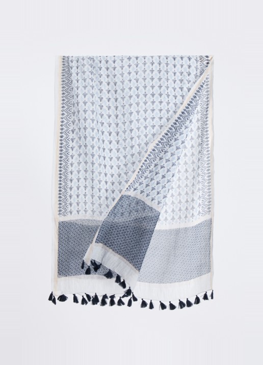 Gerard Darel Dalma sjaal in zijdeblend 70 x 180 cm  - detail blauw