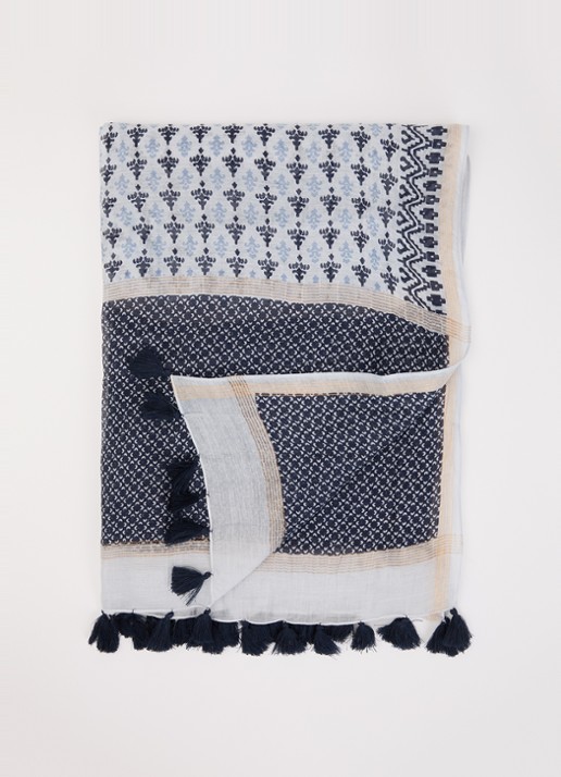 Gerard Darel Dalma sjaal in zijdeblend 70 x 180 cm  - voorkant 3 blauw