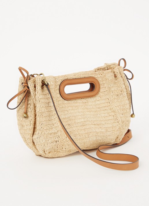 Gerard Darel Dany crossbodytas van raffia met leren details - achterkant 4 camel