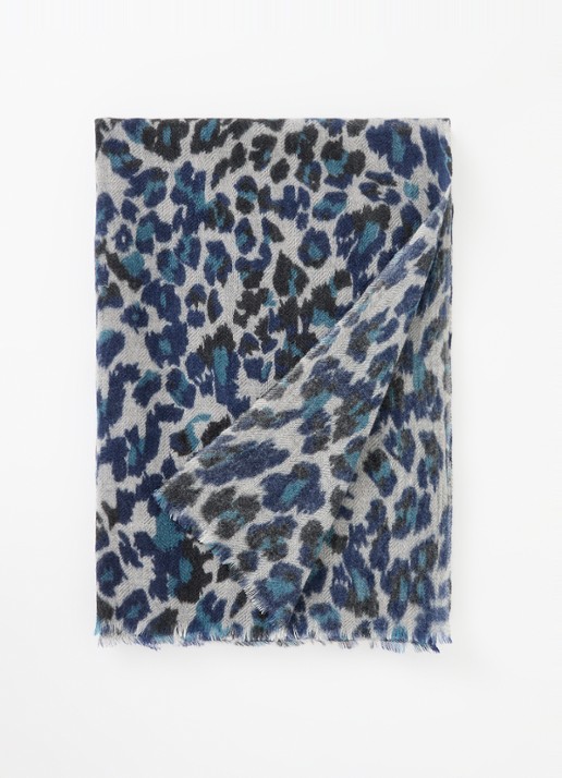 Gerard Darel Dany sjaal in kasjmierblend 185 x 75 cm - voorkant staalblauw