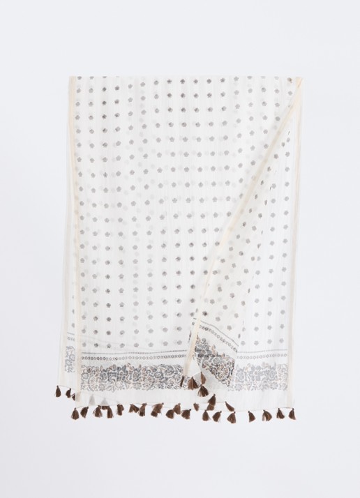 Gerard Darel Daphne sjaal in zijdeblend 70 x 180 cm  - detail beige