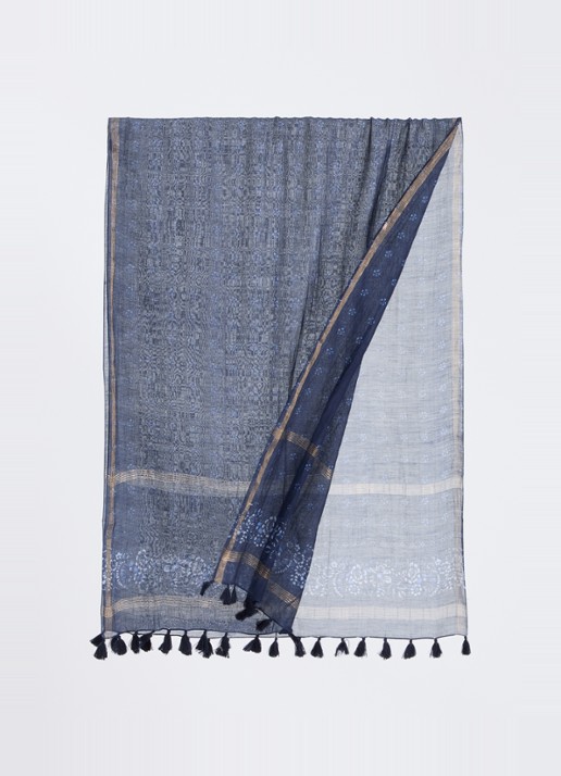 Gerard Darel Daphne sjaal in zijdeblend 70 x 180 cm  - detail 2 donkerblauw