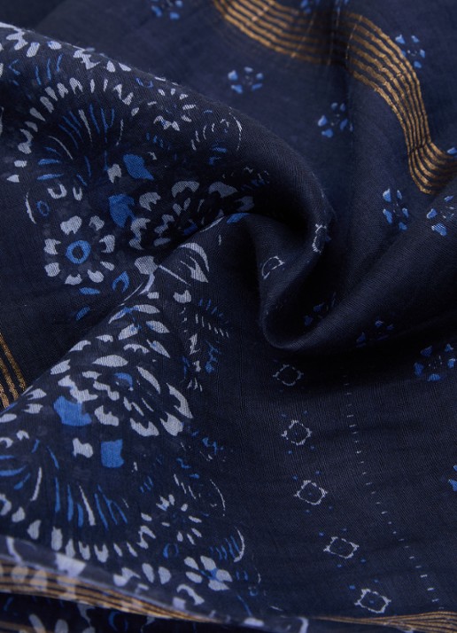 Gerard Darel Daphne sjaal in zijdeblend 70 x 180 cm  - detail 3 donkerblauw