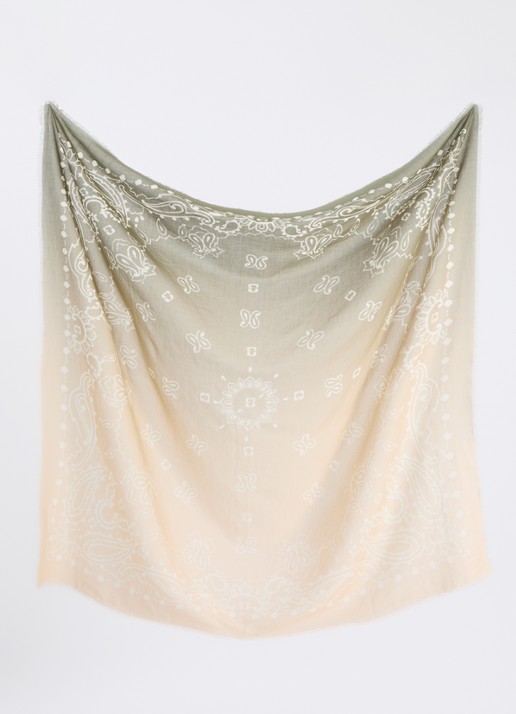 Gerard Darel Dorine sjaal met dip-dye dessin 120 x 120 cm - detail 2 mosgroen
