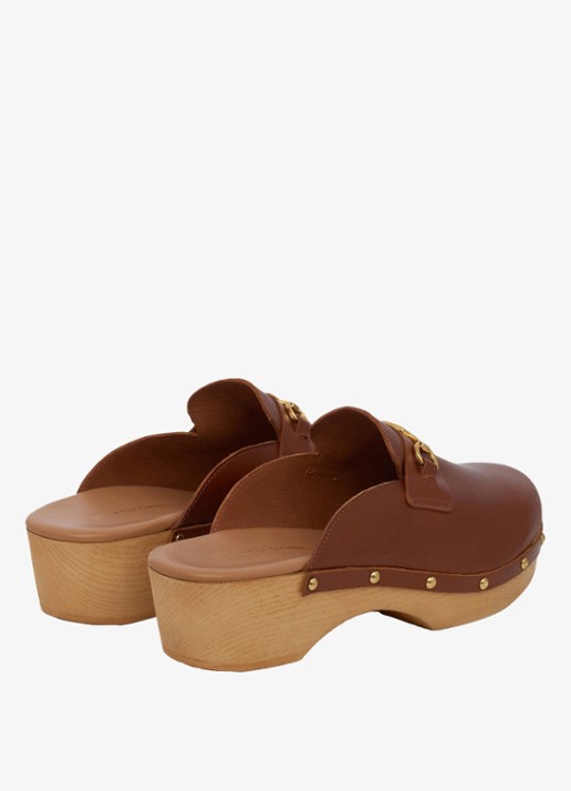 Gerard Darel Elena muiltje van leer - achterkant cognac