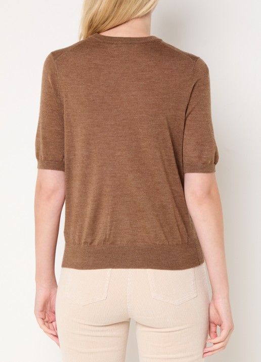 Gerard Darel Elsa fijngebreide top van merino wol - achterkant 3 camel