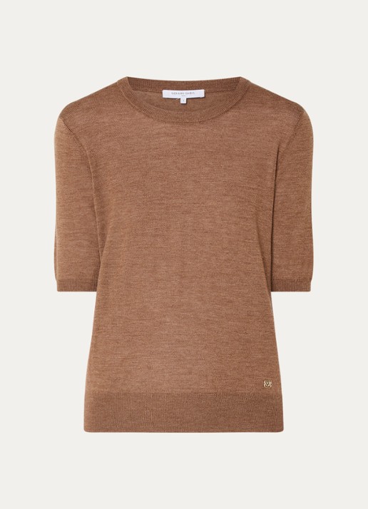 Gerard Darel Elsa fijngebreide top van merino wol - voorkant camel