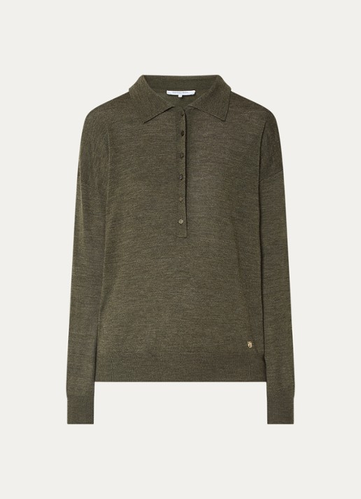 Gerard Darel Emeline fijngebreide pullover van merino wol - voorkant bronsgroen