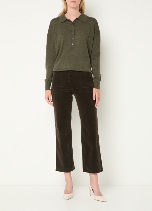Gerard Darel Emeline fijngebreide pullover van merino wol - voorkant 2 bronsgroen