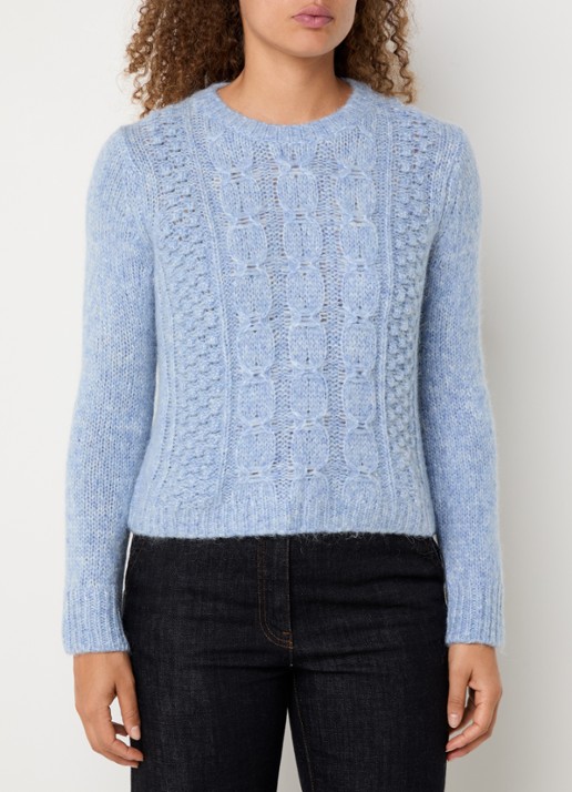 Gerard Darel Esperanze grofgebreide pullover in alpaca wolblend - detail 3 lichtblauw