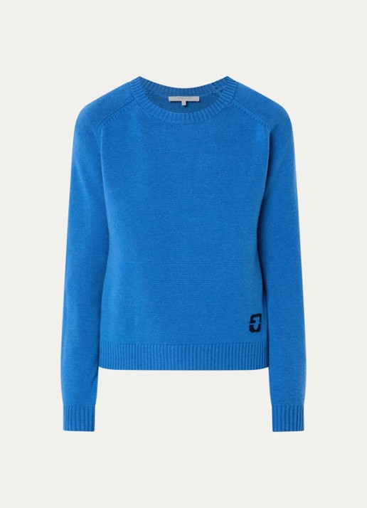 Gerard Darel Fijngebreide pullover van wol met logo - voorkant blauw