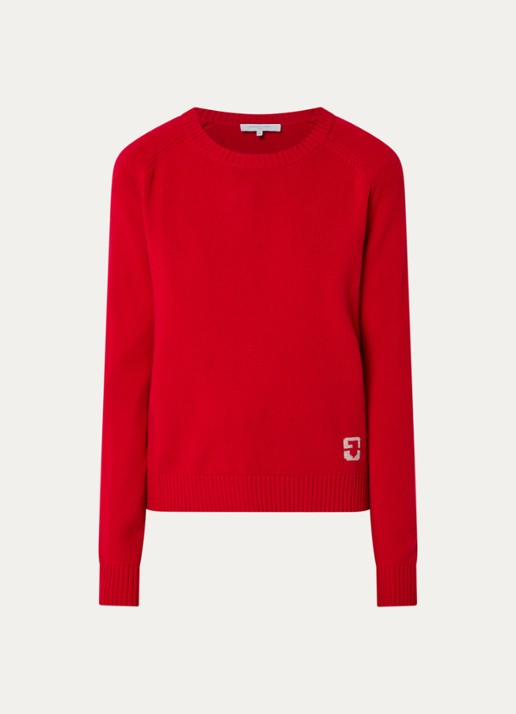 Gerard Darel Fijngebreide pullover van wol met logo - voorkant rood