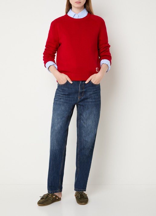 Gerard Darel Fijngebreide pullover van wol met logo - voorkant 2 rood