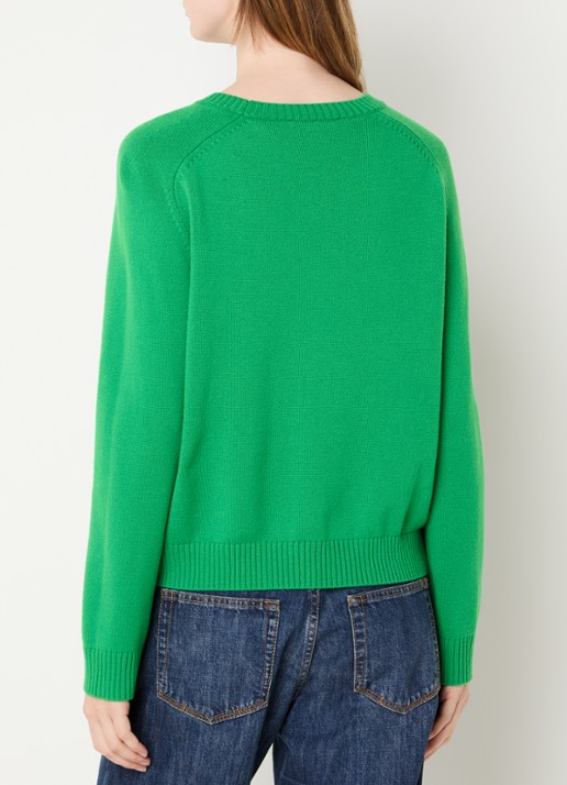 Gerard Darel Fijngebreide pullover van wol met logo - achterkant 3 groen