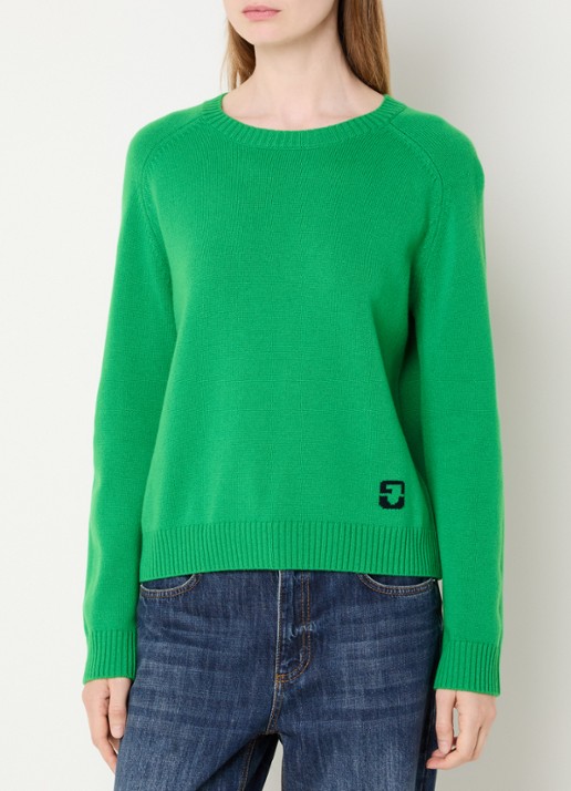Gerard Darel Fijngebreide pullover van wol met logo - detail 4 groen