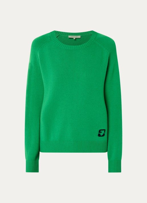 Gerard Darel Fijngebreide pullover van wol met logo - voorkant groen