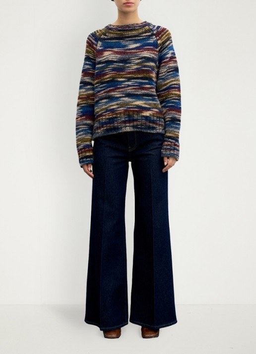 Gerard Darel Grofgebreide trui met ronde hals - voorkant 3 multicolor