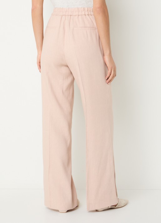 Gerard Darel High waist loose fit pantalon in linnenblend met steekzakken - achterkant 2 lichtroze