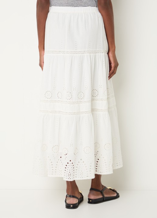 Gerard Darel Jaly midi rok met broderie - achterkant gebroken wit