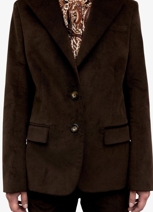 Gerard Darel Jem blazer van fluweel met klepzakken - detail 3 donkerbruin