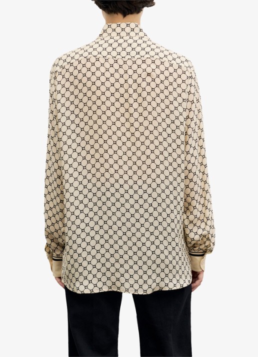 Gerard Darel Jimi blouse met monogram print - achterkant 2 creme