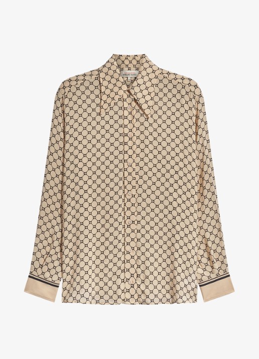 Gerard Darel Jimi blouse met monogram print - voorkant 3 creme