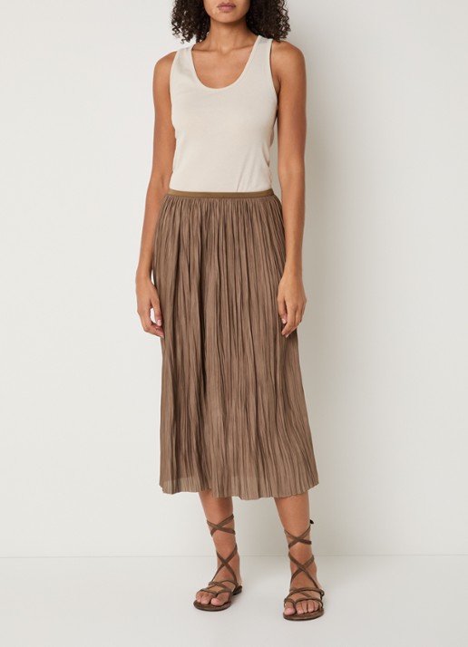 Gerard Darel Jocelyne midi rok met plissé - voorkant 2 bruin