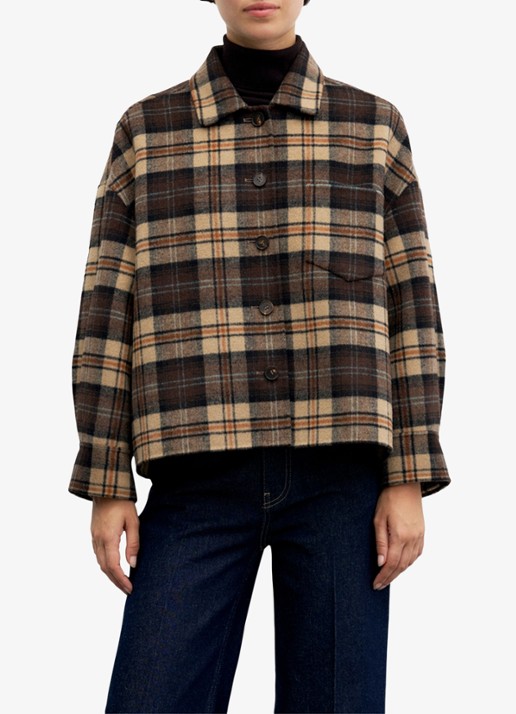 Gerard Darel Josia overshirt in wolblend met ruitdessin