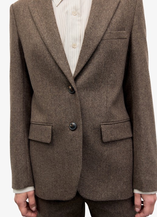 Gerard Darel Jov blazer in wolblend met grafische print - detail 2 bruin