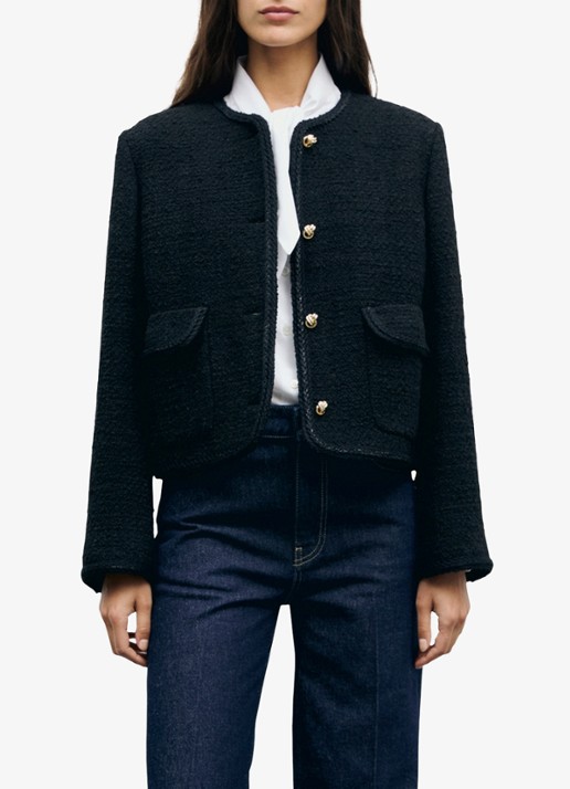 Gerard Darel Judye cropped blazer in wolblend met tweed-look