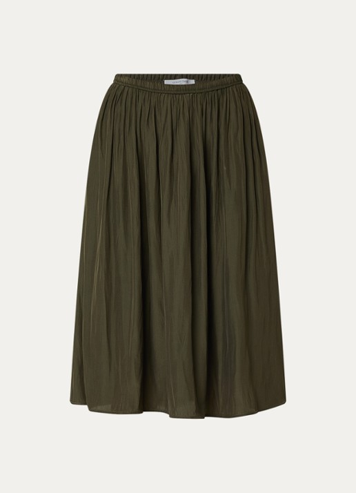 Gerard Darel Juliah midi rok met elastische band - voorkant 3 bronsgroen