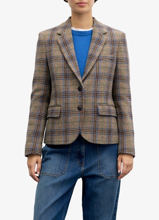 Gerard Darel Juliane single breasted blazer van scheerwol met ruit dessin