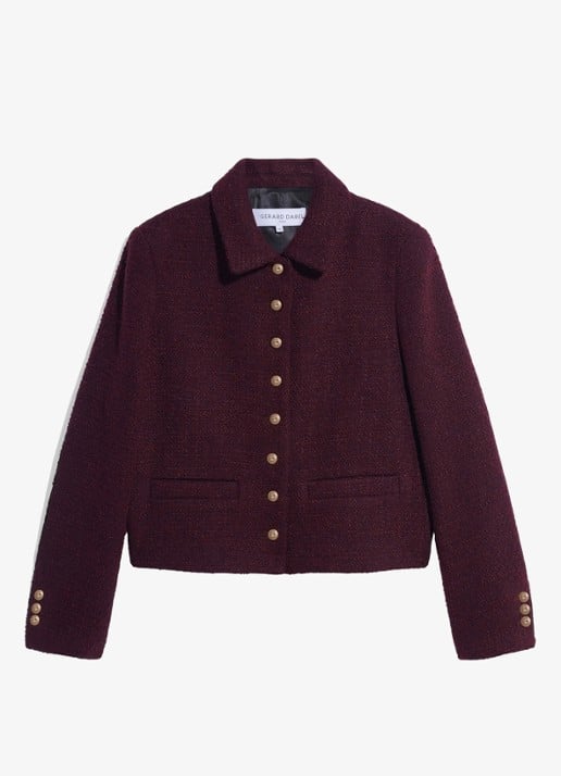 Gerard Darel Julie jack in wolblend - voorkant 2 bordeauxrood