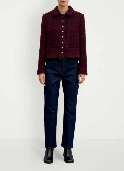 Gerard Darel Julie jack in wolblend - voorkant 2 bordeauxrood