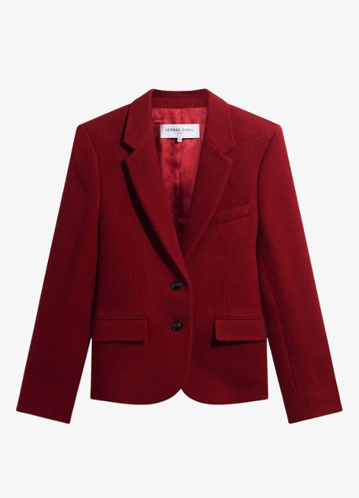 Gerard Darel Julis jack van wol met klepzakken - voorkant steenrood