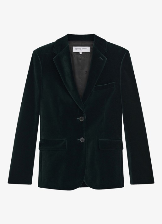 Gerard Darel Jyna blazer van fluweel met klepzakken - voorkant 4 groen