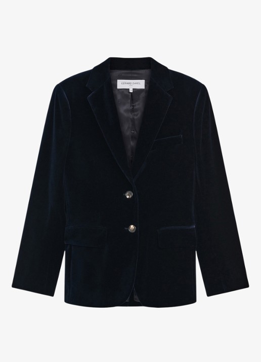 Gerard Darel Jyna blazer van fluweel met klepzakken - voorkant donkerblauw