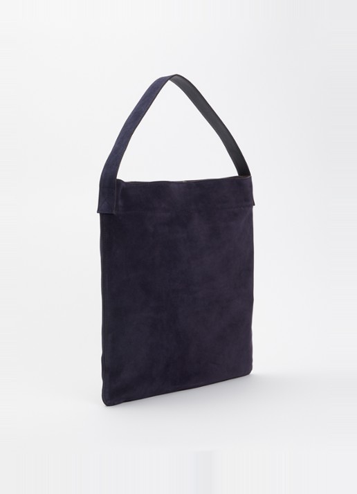 Gerard Darel Lady GD shopper van suède met logo - achterkant 2 donkerblauw