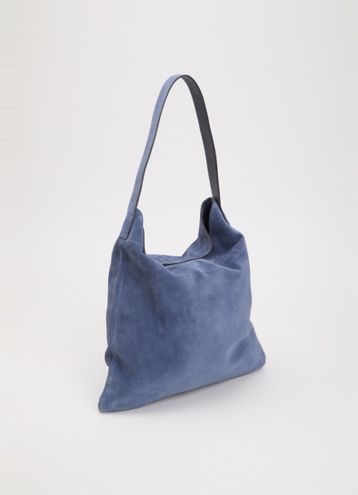 Gerard Darel Lady GD shopper van suède met logo - achterkant 4 staalblauw